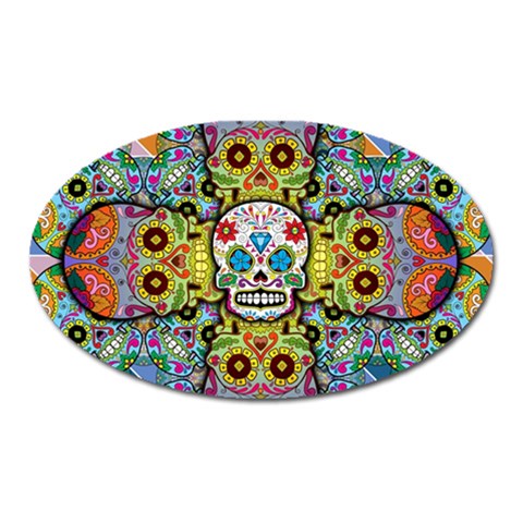 Sugar Skulls   Patterned Magnet (Oval) from ArtsNow.com Front