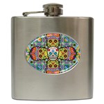 Sugar Skulls   Patterned Hip Flask (6 oz)