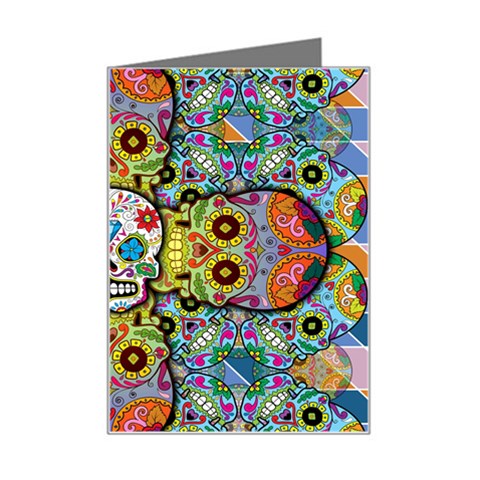 Sugar Skulls   Patterned Mini Greeting Card from ArtsNow.com Left