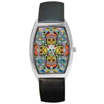 Sugar Skulls   Patterned Barrel Style Metal Watch