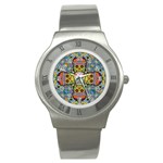 Sugar Skulls   Patterned Stainless Steel Watch