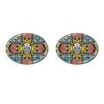 Sugar Skulls   Patterned Cufflinks (Oval)