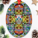 Sugar Skulls   Patterned Oval Ornament (Two Sides)