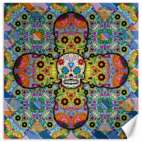 Sugar Skulls   Patterned Canvas 20  x 20  from ArtsNow.com 19 x19.27  Canvas - 1