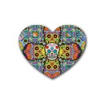 Sugar Skulls   Patterned Heart Coaster (4 pack)