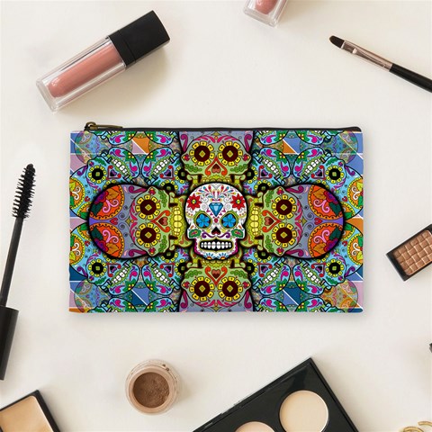 Sugar Skulls   Patterned Cosmetic Bag (Medium) from ArtsNow.com Front