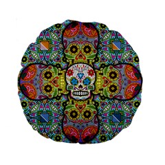 Sugar Skulls   Patterned 15  Premium Round Cushion  from ArtsNow.com Front