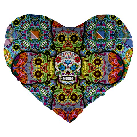 Sugar Skulls   Patterned 19  Premium Heart Shape Cushion from ArtsNow.com Front