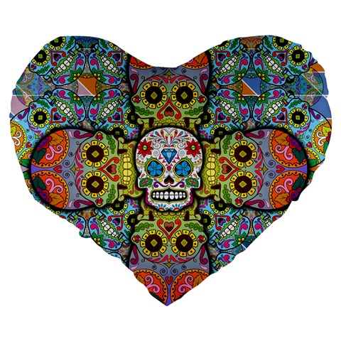 Sugar Skulls   Patterned 19  Premium Heart Shape Cushion from ArtsNow.com Back