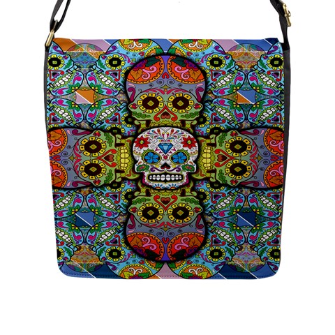 Sugar Skulls   Patterned Flap Closure Messenger Bag (Large) from ArtsNow.com Front