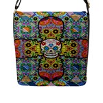 Sugar Skulls   Patterned Flap Closure Messenger Bag (Large)