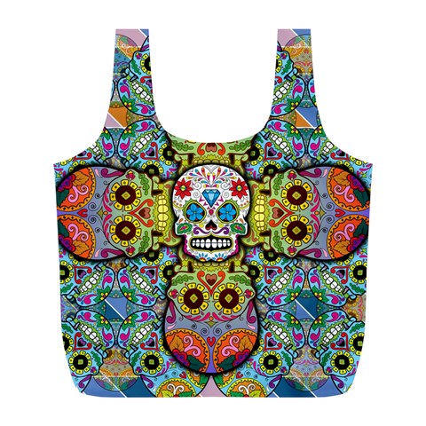 Sugar Skulls   Patterned Full Print Recycle Bag (L) from ArtsNow.com Back