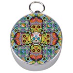 Sugar Skulls   Patterned Silver Compass