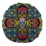 Sugar Skulls   Patterned 18  Premium Flano Round Cushion 