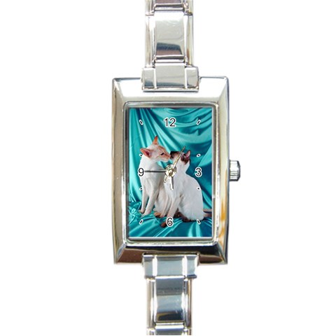 Siamese Cats Rectangular Italian Charm Watch from ArtsNow.com Front