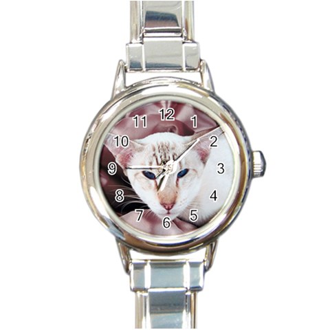 Siamese Cat D2 Round Italian Charm Watch from ArtsNow.com Front