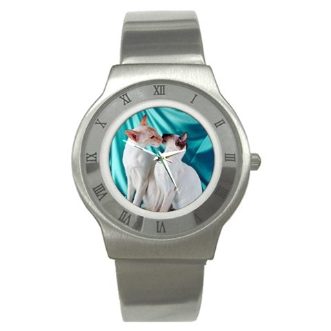 Siamese Cats Stainless Steel Watch from ArtsNow.com Front