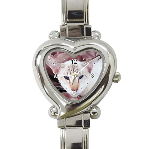 Siamese Cat D2 Heart Italian Charm Watch from ArtsNow.com Front