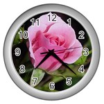 Flower-1 Wall Clock (Silver)