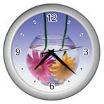 Flower-41 Wall Clock (Silver)