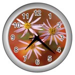 Flower-53 Wall Clock (Silver)