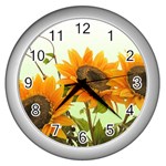 Flower-58 Wall Clock (Silver)