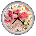 Flower-65 Wall Clock (Silver)