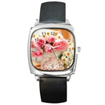 Flower-65 Square Metal Watch