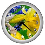 Flower-111 Wall Clock (Silver)