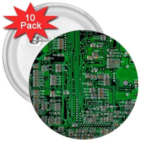 Circuit 3  Button (10 pack) from ArtsNow.com Front