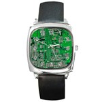 Circuit Square Metal Watch