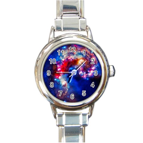 Colorful Cosmos Round Italian Charm Watch from ArtsNow.com Front