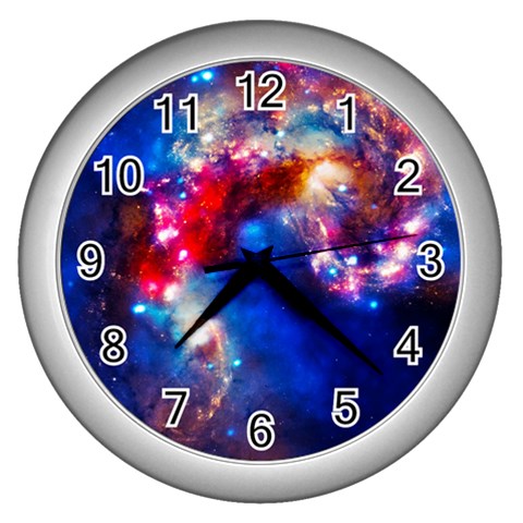 Colorful Cosmos Wall Clock (Silver) from ArtsNow.com Front