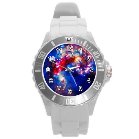 Colorful Cosmos Round Plastic Sport Watch Large from ArtsNow.com Front