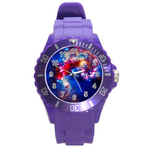 Colorful Cosmos Round Plastic Sport Watch Large from ArtsNow.com Front