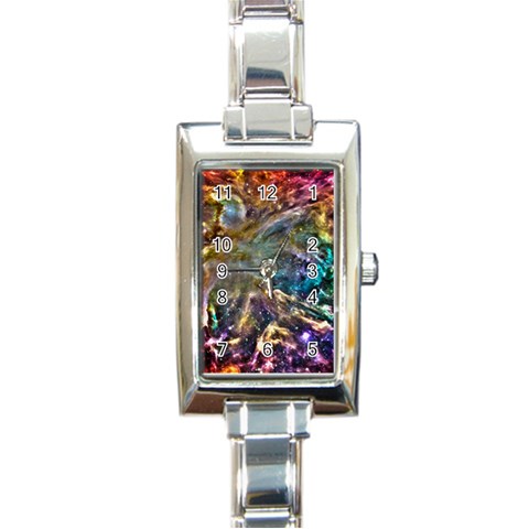 Colorful Cosmos Rectangular Italian Charm Watch from ArtsNow.com Front