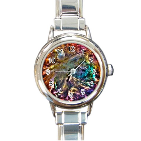 Colorful Cosmos Round Italian Charm Watch from ArtsNow.com Front