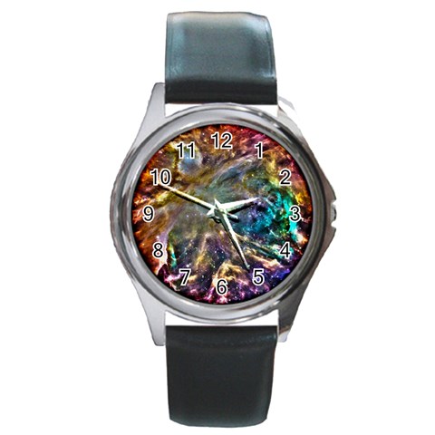 Colorful Cosmos Round Metal Watch from ArtsNow.com Front