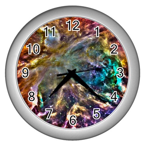 Colorful Cosmos Wall Clock (Silver) from ArtsNow.com Front