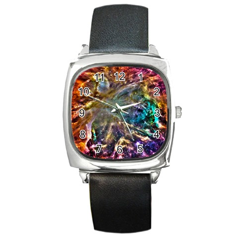 Colorful Cosmos Square Metal Watch from ArtsNow.com Front