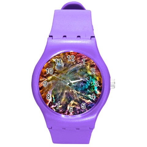 Colorful Cosmos Round Plastic Sport Watch Medium from ArtsNow.com Front