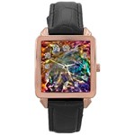 Colorful Cosmos Rose Gold Leather Watch 