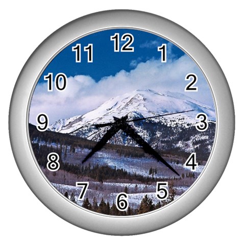 Mountain Wilderness Wall Clock (Silver) from ArtsNow.com Front