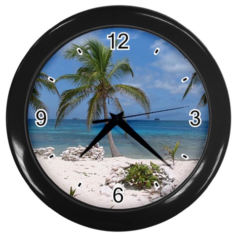 Exotic Beach Wall Clock (Black) from ArtsNow.com Front