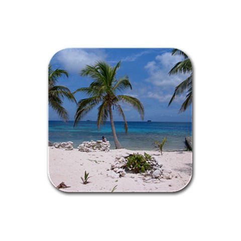 Exotic Beach Rubber Square Coaster (4 pack) from ArtsNow.com Front