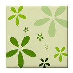 Green flowers ceramic wall tile / Tile Coaster / Tile trivet