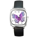 Purple Butterfly Square Metal Watch