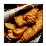 Fish & chips ceramic wall tile / Tile Coaster / Tile trivet