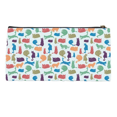 Blue Colorful Cats Silhouettes Pattern Pencil Cases from ArtsNow.com Back