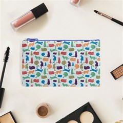 Blue Colorful Cats Silhouettes Pattern Cosmetic Bag (Small)  from ArtsNow.com Front